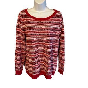 Basic Editions red and white fall holiday size XXL sweater